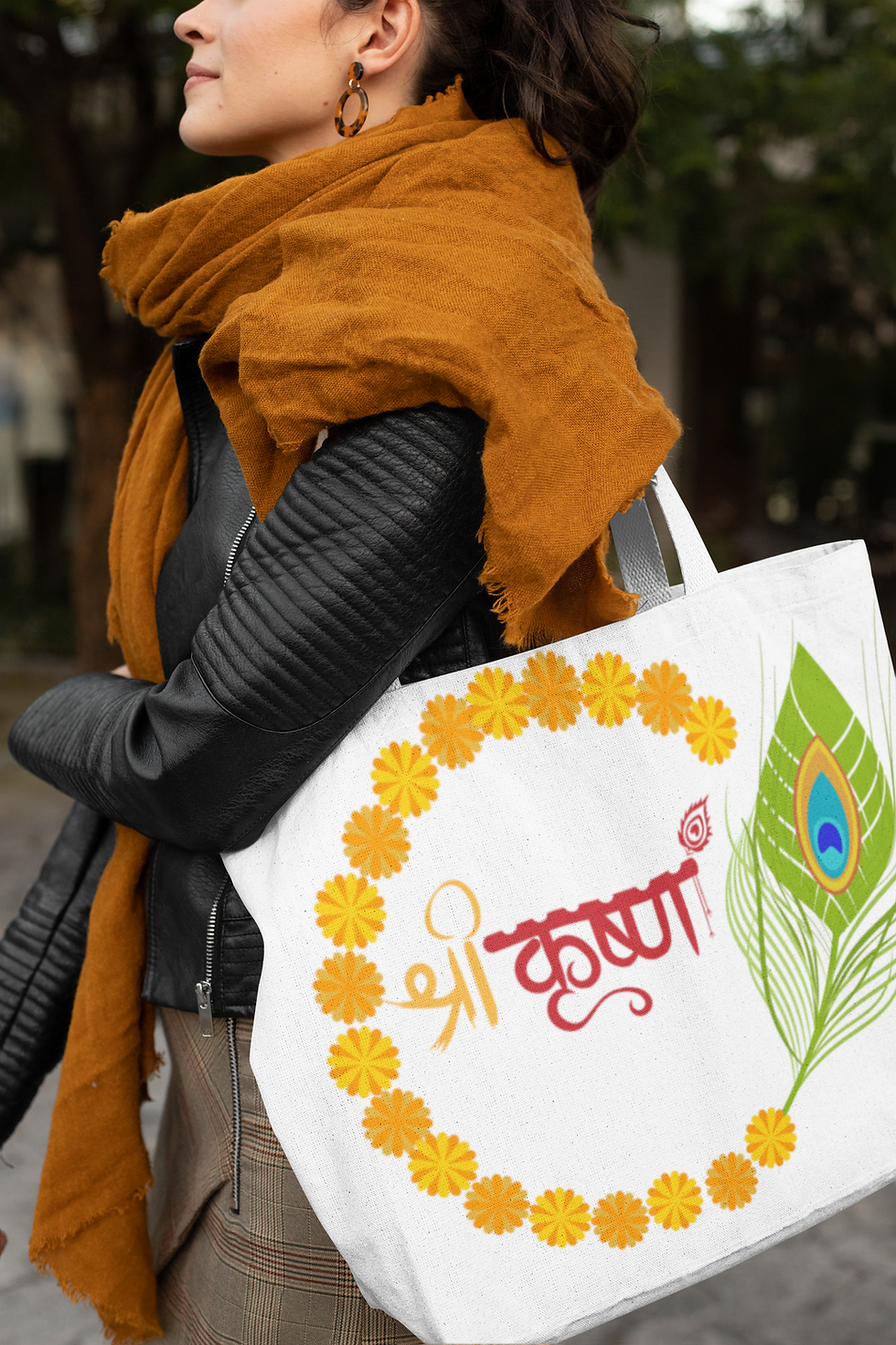 Thumbnail: Shri Krishna Divine Tote Bag White