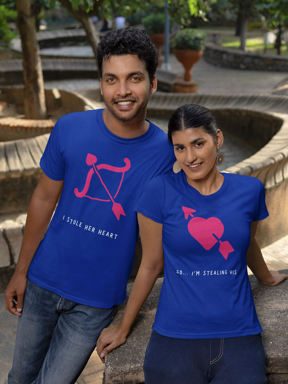 Thumbnail: Couple T-Shirt Combo – I Stole Her Heart & So I Am Stealing His-blue