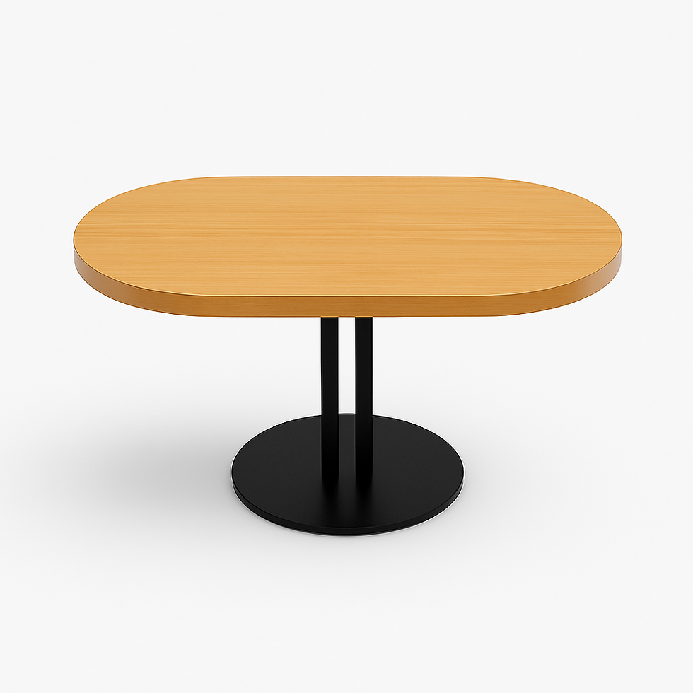 Natural Oak | Coffee Table | Round Base | Soft Oval