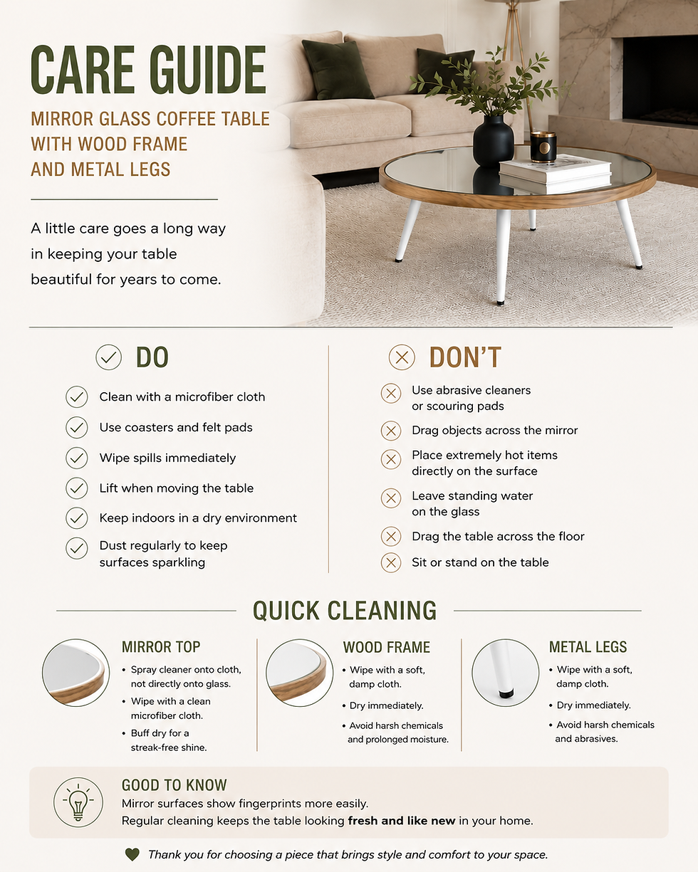 Thumbnail: Round Mirror Coffee Table – Oak Wooden Frame & White Angled Steel Legs