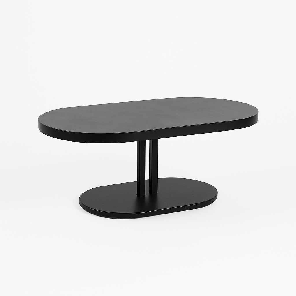 Black Slate Texture | Coffee Table | Oval Base | Soft Oval