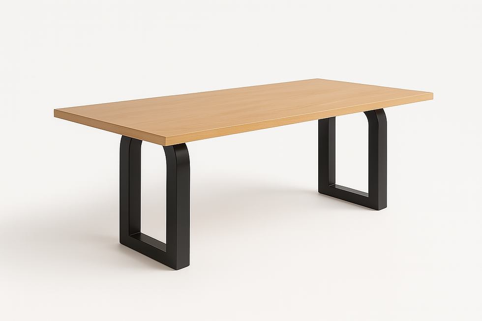 Natural Oak | Dining Table | 6-8 Seater | U-Frame Base | Sleek Straight Top