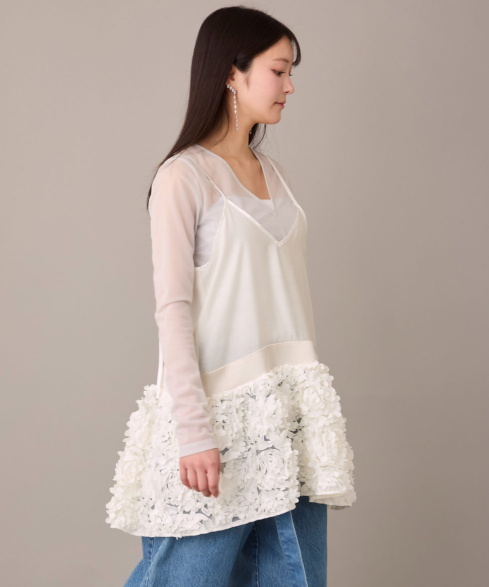 サムネイル： Import ribbon lace layered camisole petticoat