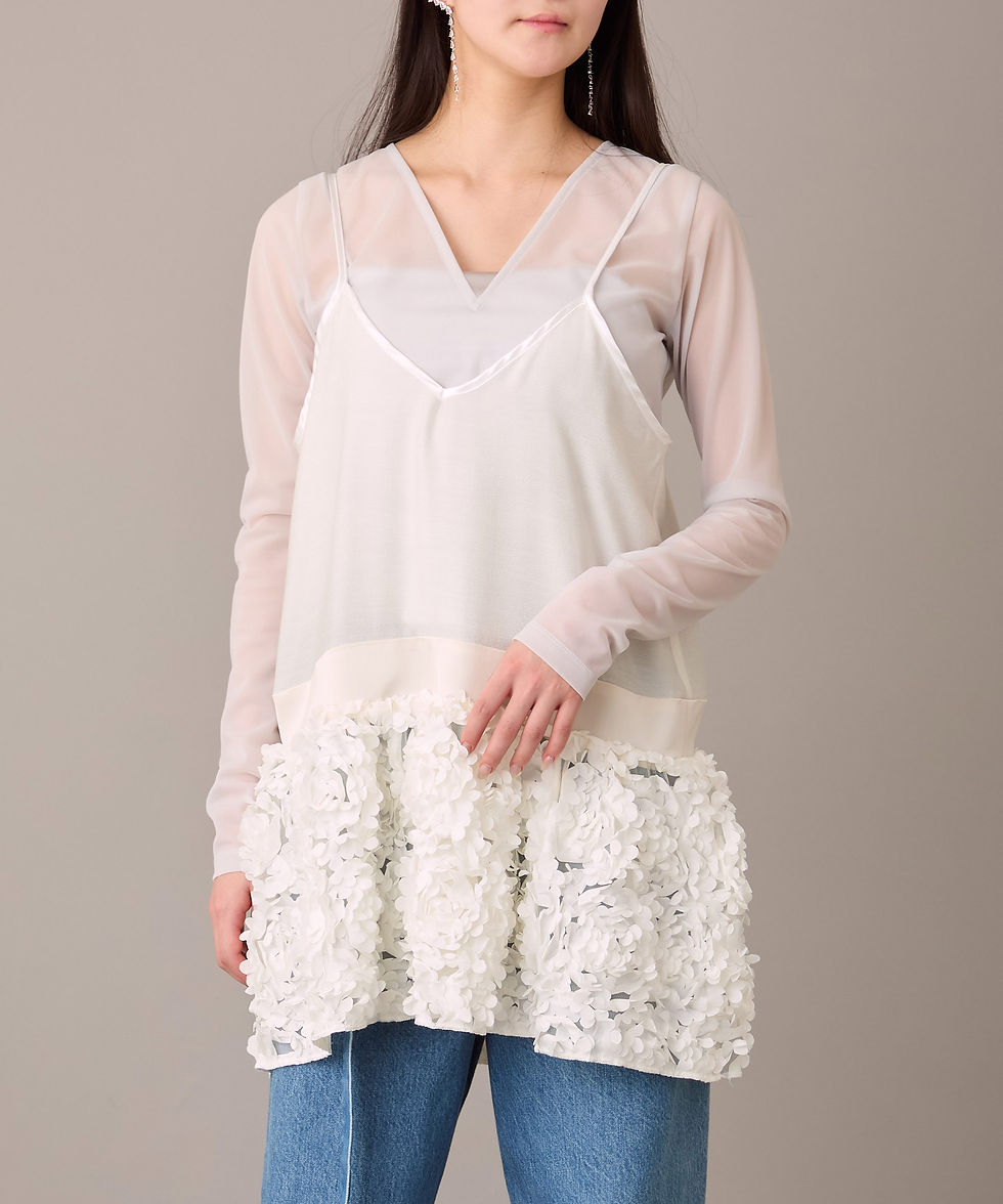 サムネイル： Import ribbon lace layered camisole petticoat
