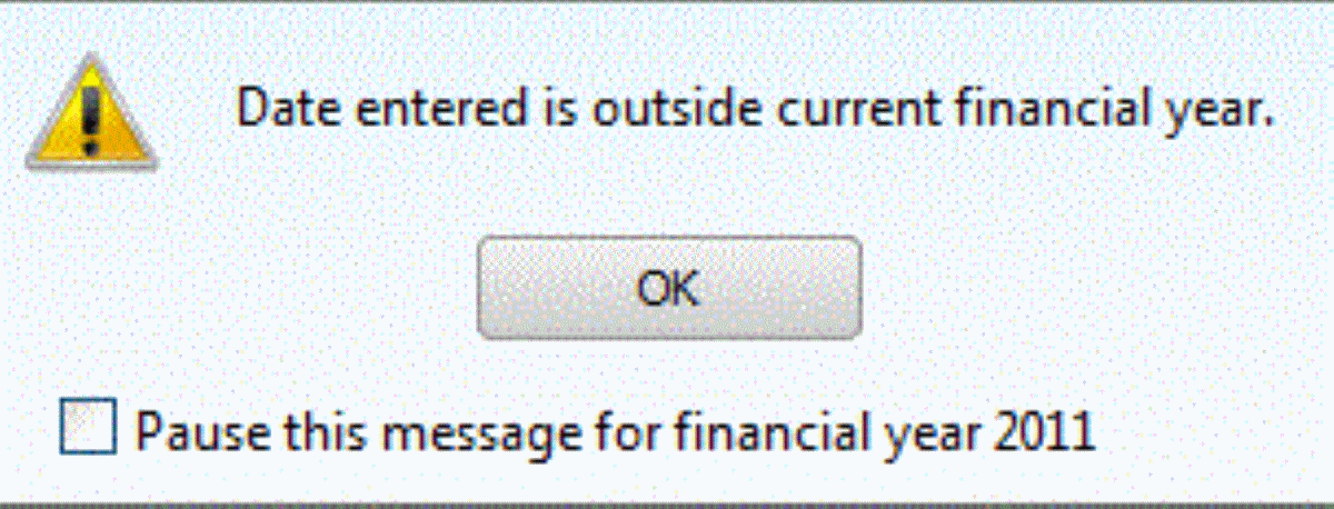 Sage – Date entered outside current financial year