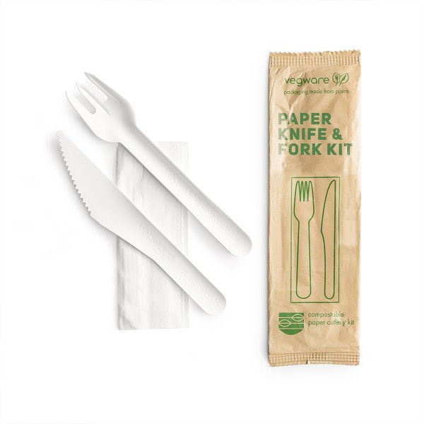 VEGWARE COMPOSTABLE PAPER KNIFE AND FORK KIT