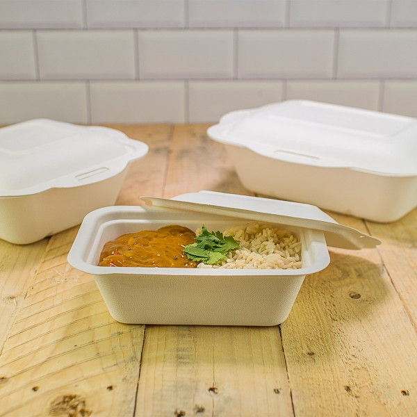 Thumbnail: VEGWARE SIZE 3 BAGASSE GOURMET LID with base and food