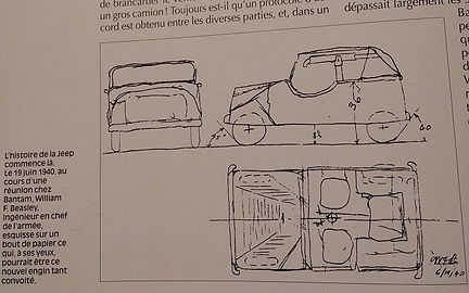 Dessin main levée de la premiere Jeep Bantam