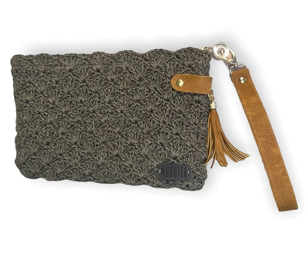 Nuggita Handmade Crafts Rafya Clutch Portföy Çanta - Antrasit