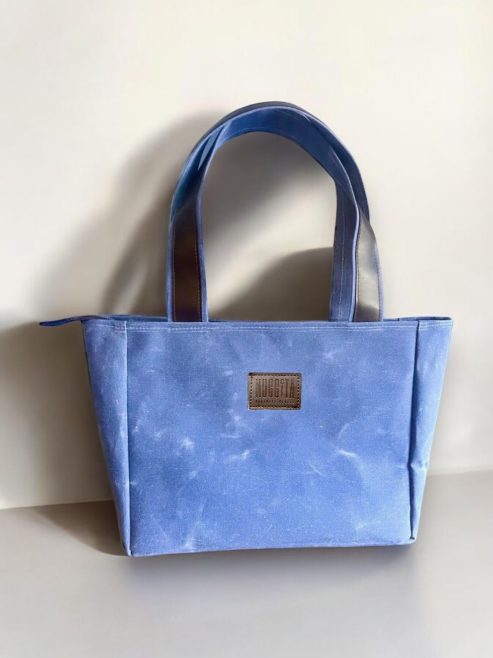 Fermuarlı Orta Boy Mumlu Kanvas Gök Mavisi Rengi Omuz Çantası