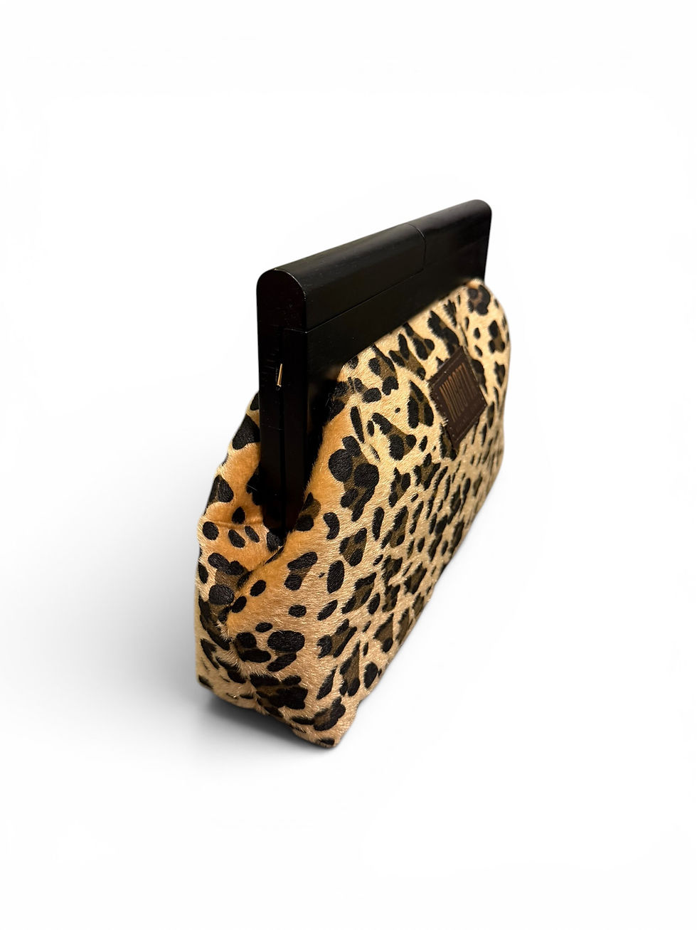 Miniatura: Ahşap Burslu Clutch/Portföy (El / Omuz Çantası) Siyah - Leopar