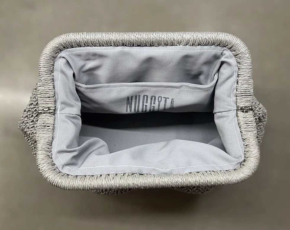 Miniatura: Borsa da studio in rafia artigianale fatta a mano Nuggita - Grigia
