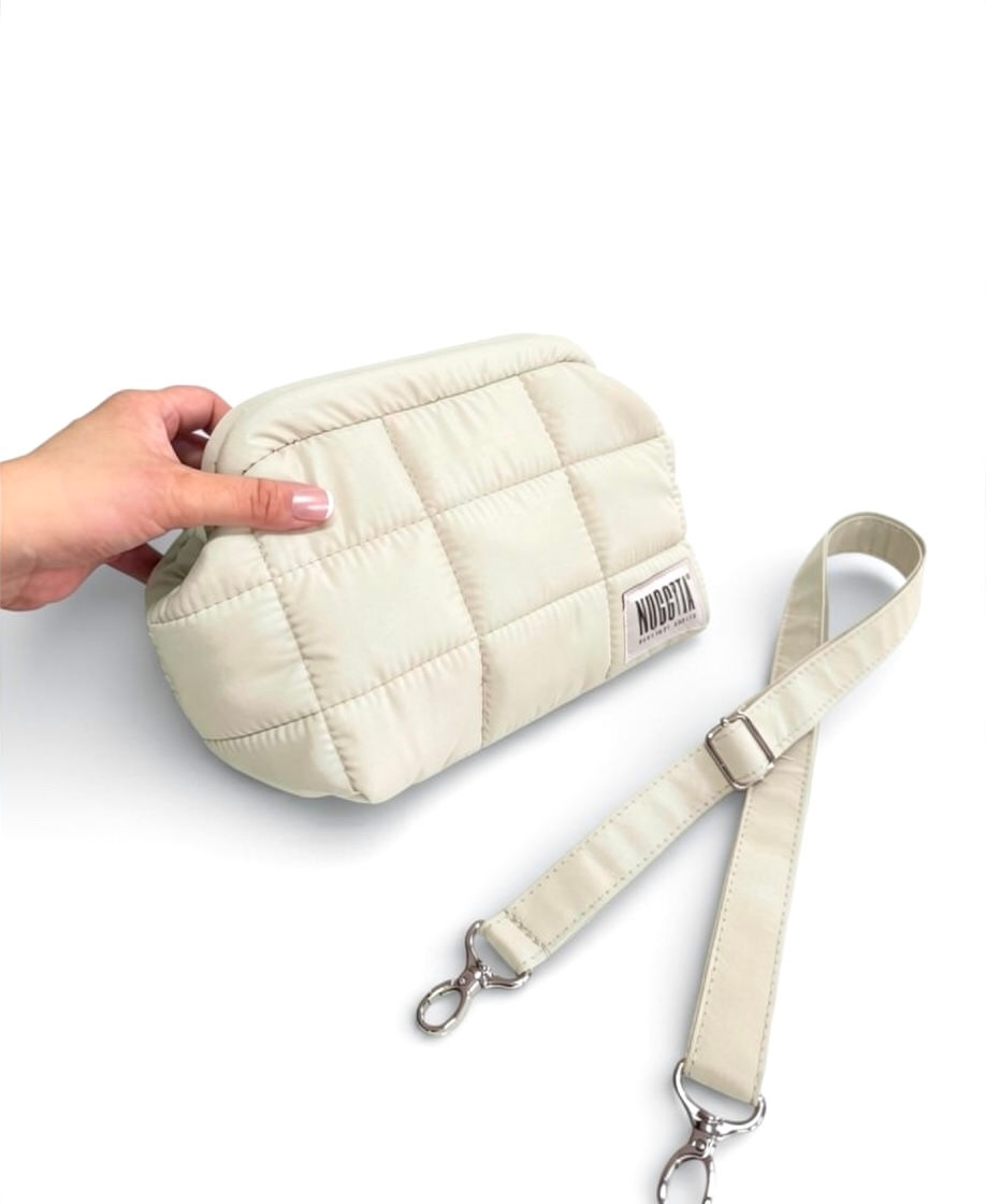 Fildişi Puffer Gizli Burslu Clutch El / Omuz Çantası