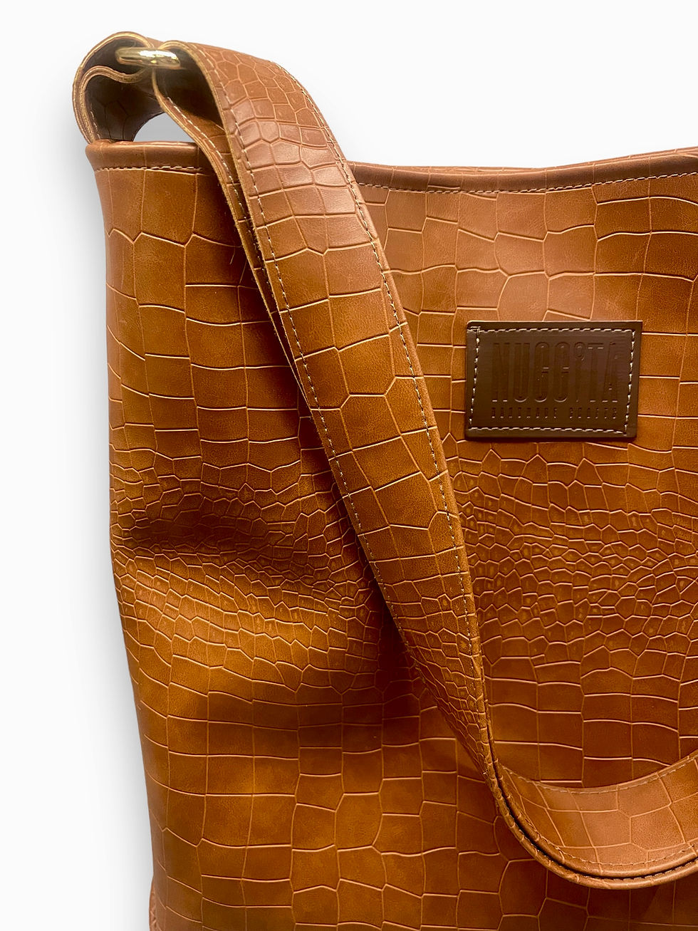 Küçük resim: Nuggita Crocodile Bucket Bag - Taba Rengi