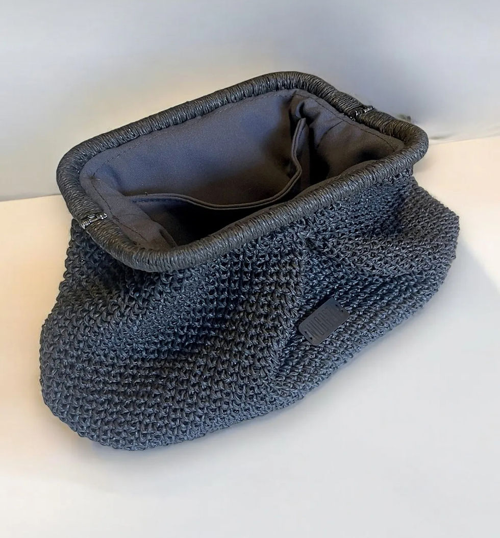 Miniatura: Borsa da studio in rafia artigianale fatta a mano Nuggita - Nera