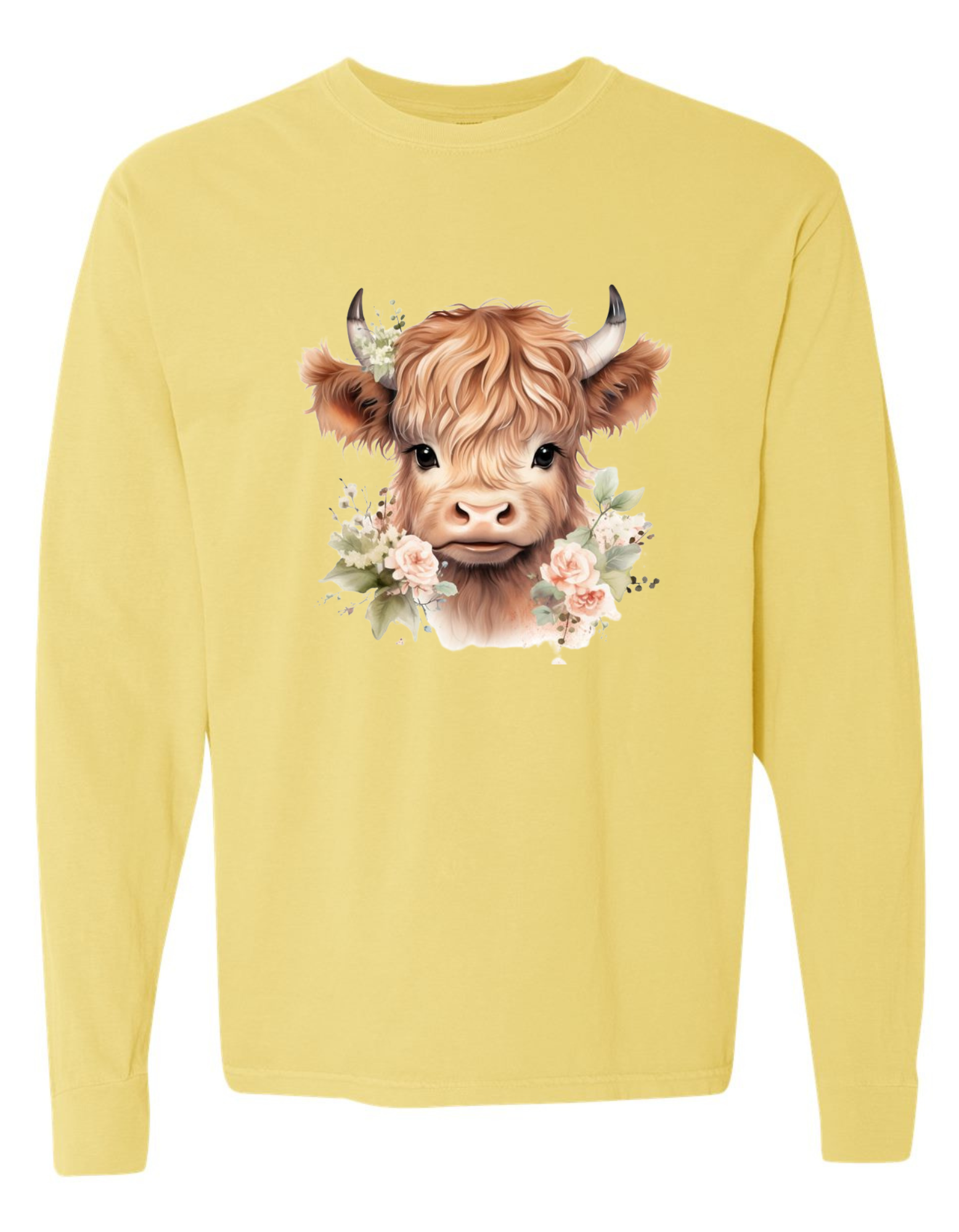 Comfort Colors Long-Sleeve Tee Highland Cow
