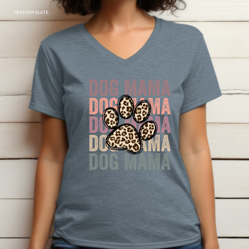 Thumbnail: Bella Canvas Adult V-neck Tees Dog Mama Stacked