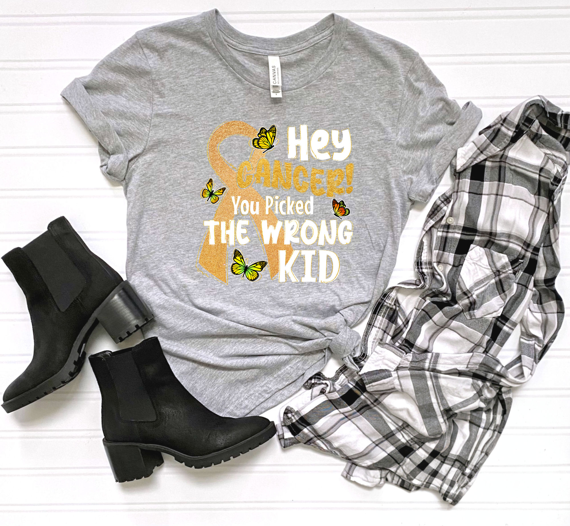 Bella Canvas Youth Tee Hey Cancer You Picked The Wrong Kid