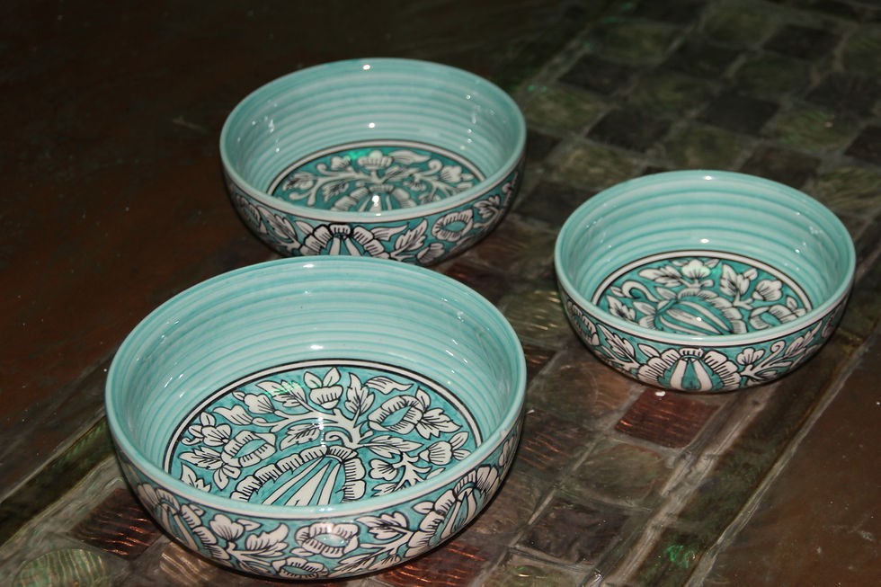 Thumbnail: Sea Green Mughal serving bowl set of 3