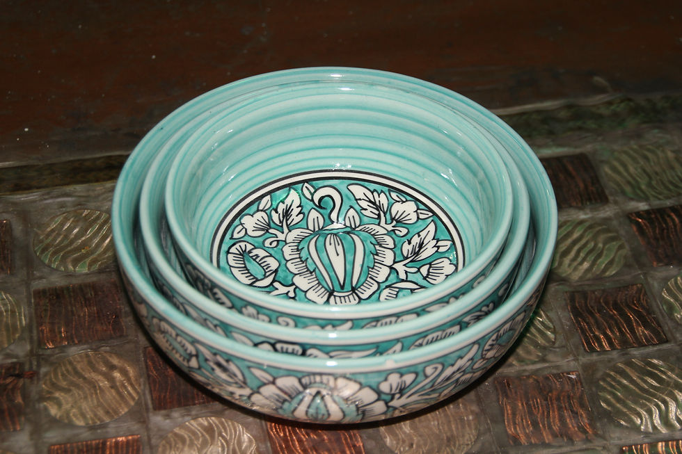 Thumbnail: Sea Green Mughal serving bowl set of 3