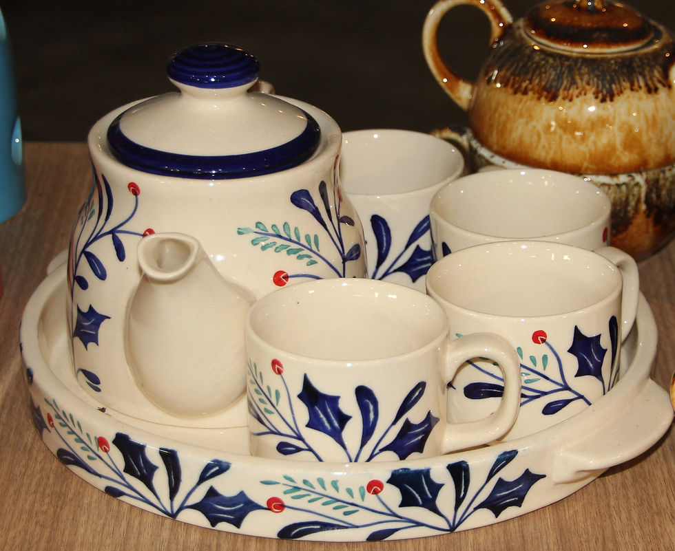 Thumbnail: Floral White 6 Piece Tea Set