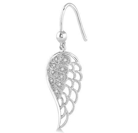 Thumbnail: Sterling Silver and .07cttw Diamond Angel Wing Earrings