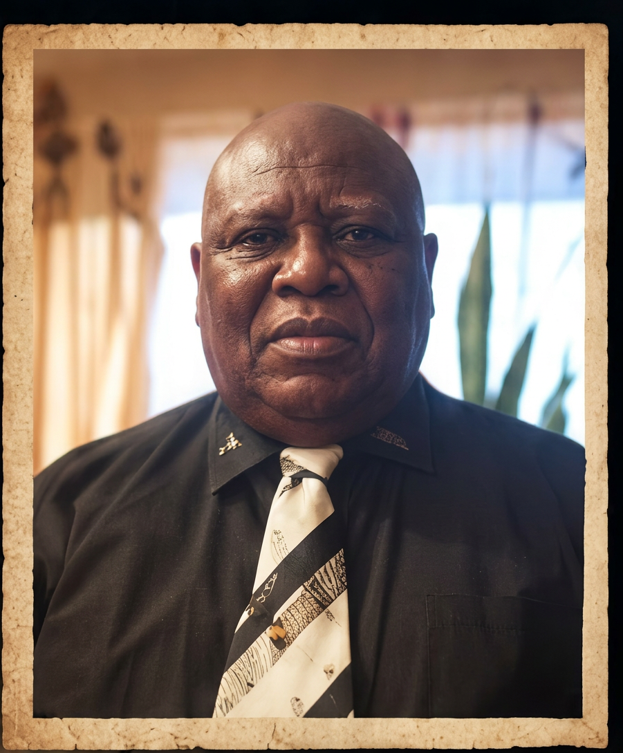 Portrait of author Bruce E. Scott wearing a black suit and patterned tie.