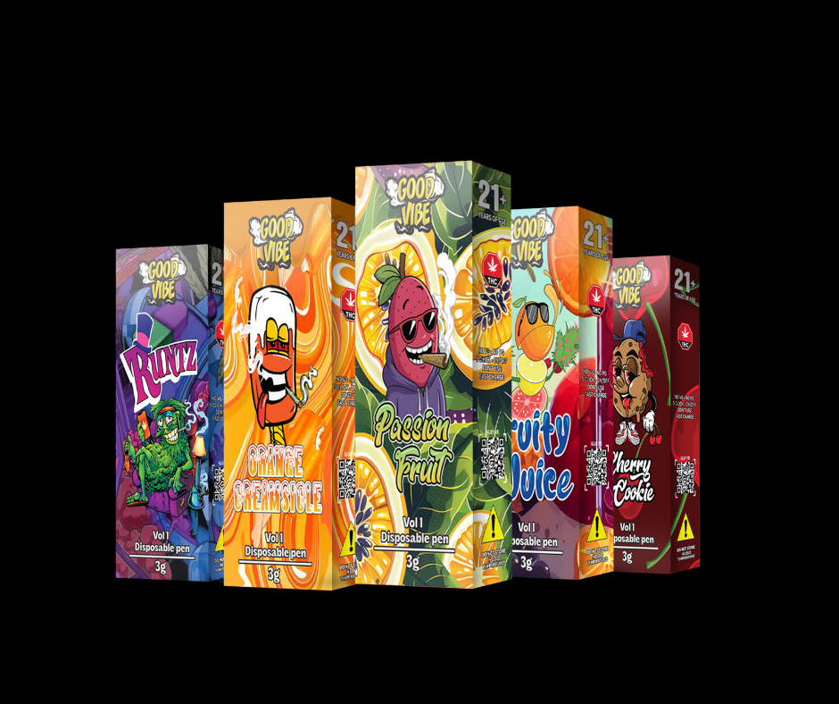 Good Vibe 3G THC vape pens and wax pens – Runtz, Orange Creamsicle, Passion Fruit, Fruity Juice,