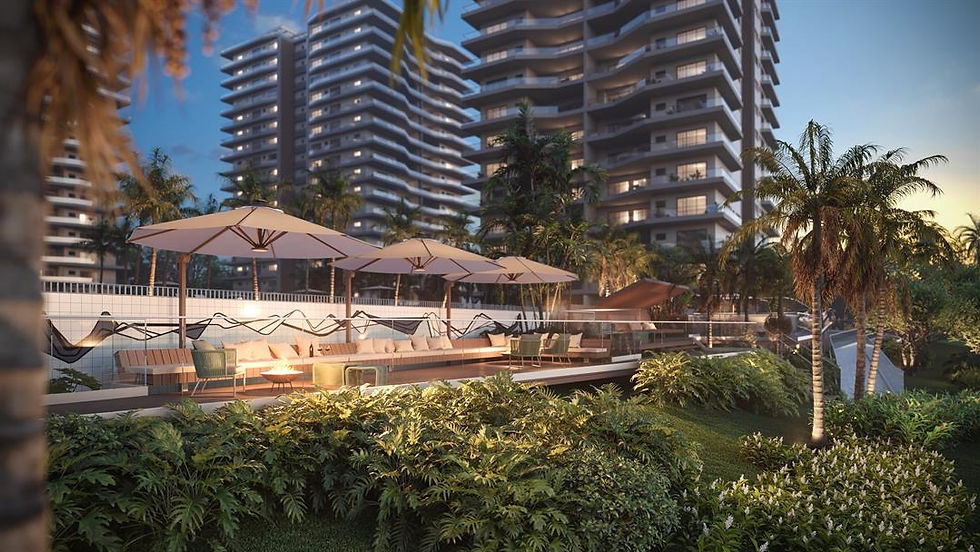 1 Fachada dos edifícos e piscina