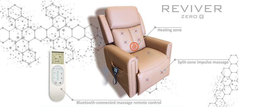 Reviver Zero G Australian-made lift chair with heat therapy and Bluetooth-controlled massage system