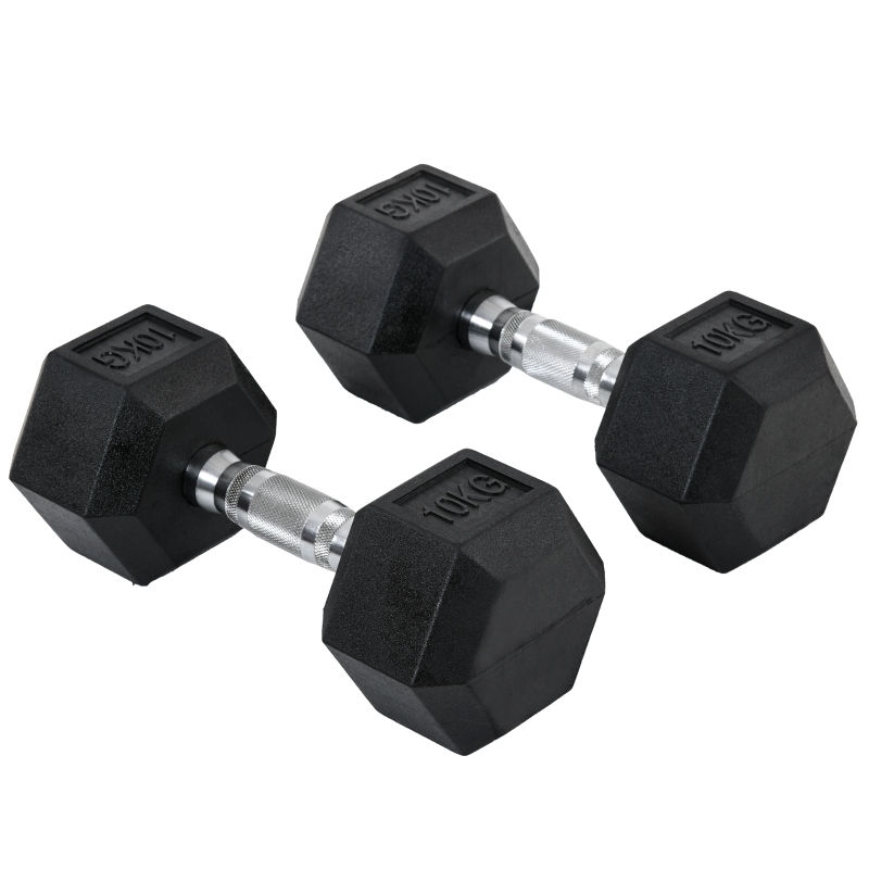 Thumbnail: 2x10kg Hex Dumbbells Set Rubber Dumbbells Weight Lifting Equipment Fitness Home 
