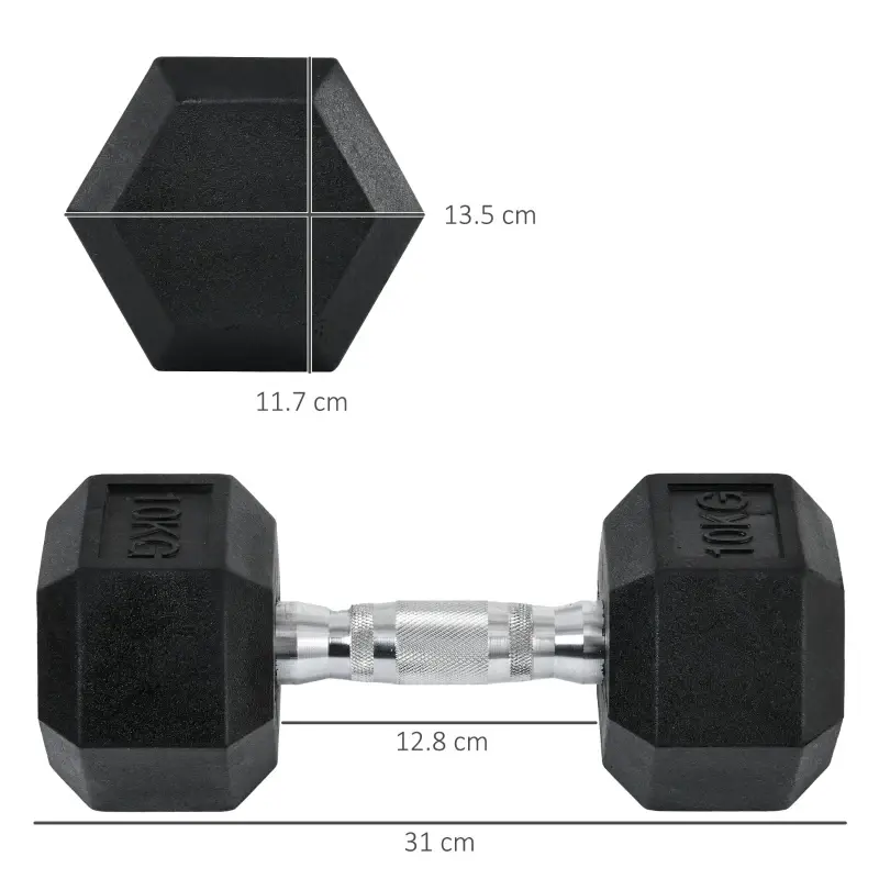 Thumbnail: 2x10kg Hex Dumbbells Set Rubber Dumbbells Weight Lifting Equipment Fitness Home 