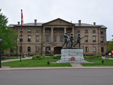 Province House Charlottetown Prince Edward Island government building with war memorial statue