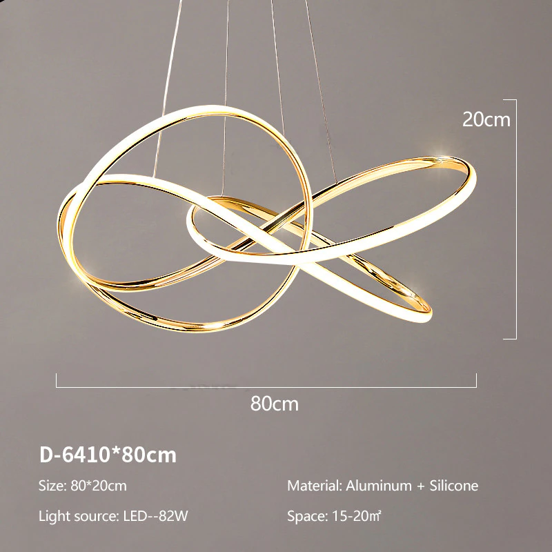 Thumbnail: Gold Finished Nordic Modern LED Chandeliers Geometric Line Lamp