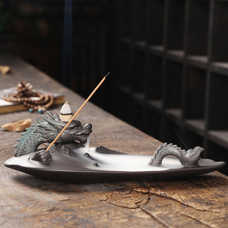Thumbnail: Ceramic Aromatherapy Sandalwood Dragon Sticks Incense Burner Home Decor, Gift