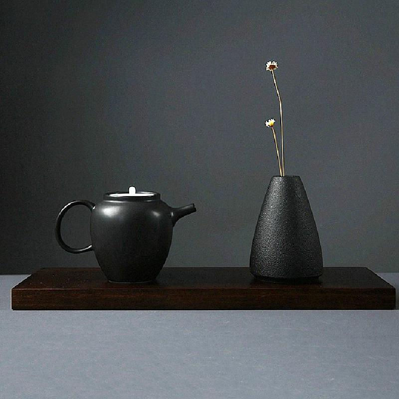 Thumbnail: Black Ceramic Small Vase Tabletop Ornament Simplicity Japanese-style Decoration