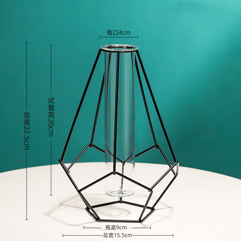 Thumbnail: Nordic Simple Golden Glass Vase Hydroponic Plant Flower Vase Glass Test Tube  