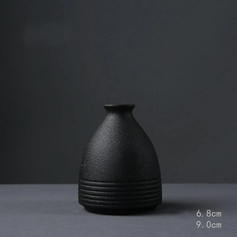 Thumbnail: Black Ceramic Small Vase Tabletop Ornament Simplicity Japanese-style Decoration