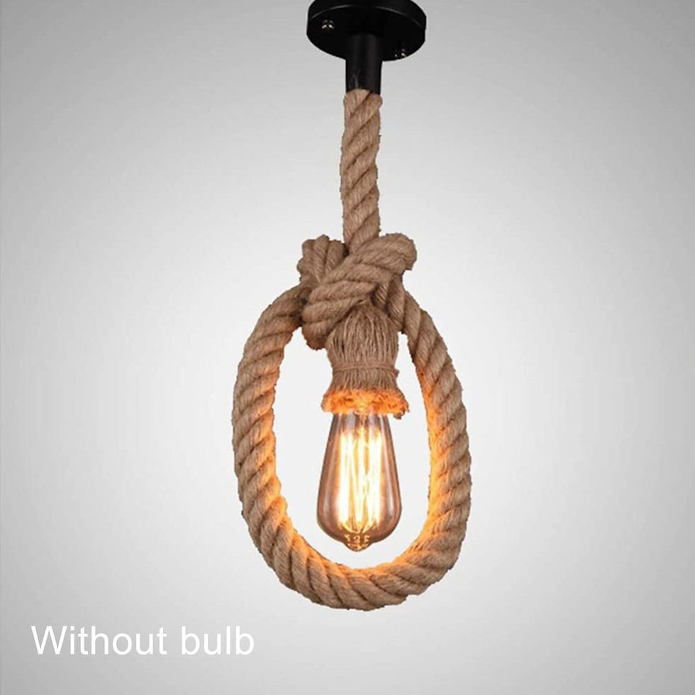 Thumbnail: Pendant Ceiling Light Vintage Hemp Rope Chandelier Hanging Lamp E27 Base