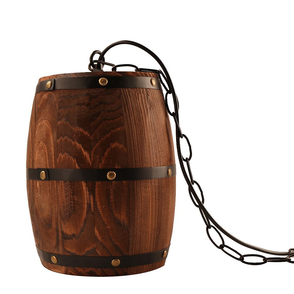 Thumbnail: American country natural wood Wine barrel E27 hanging Fixture living room 