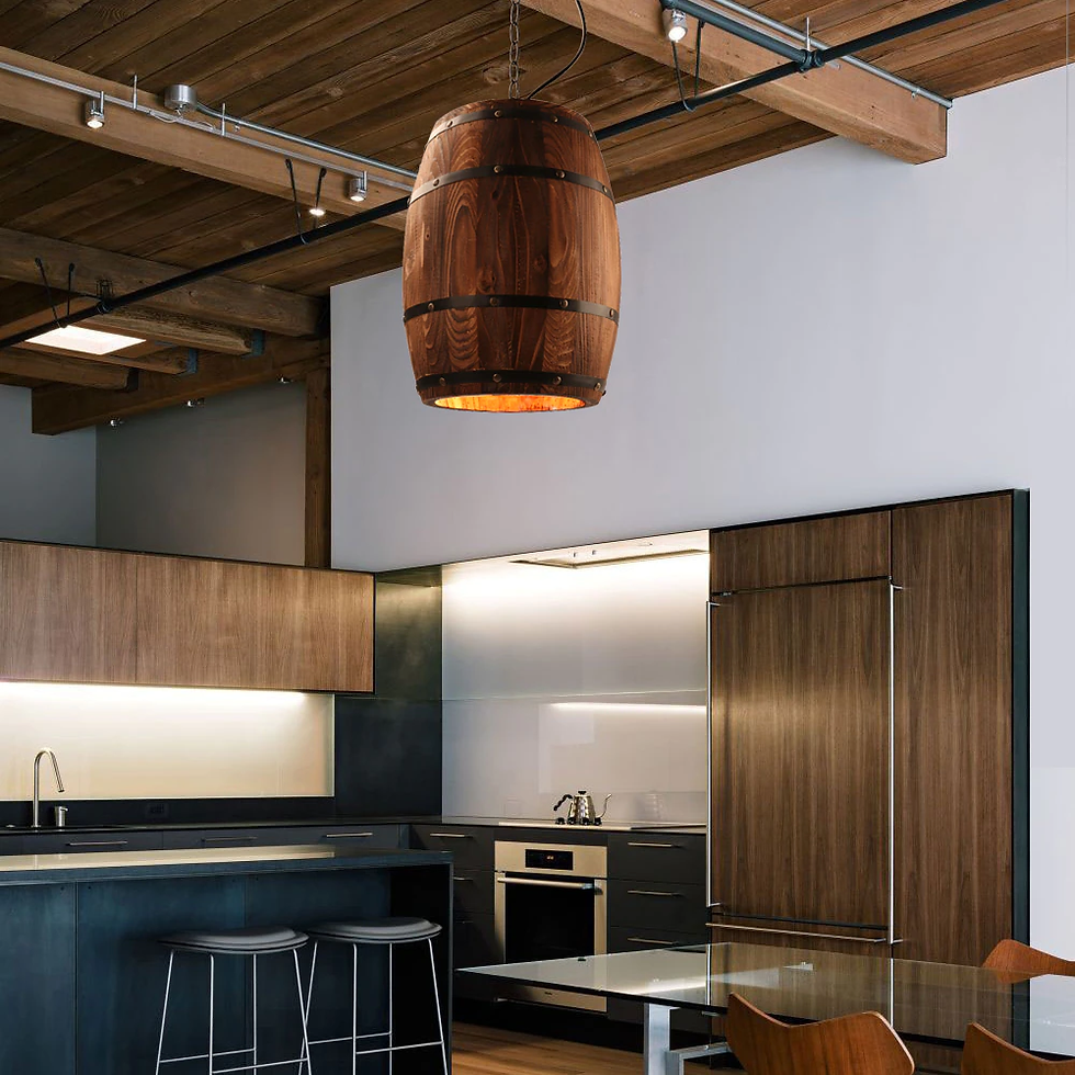 Thumbnail: American country natural wood Wine barrel E27 hanging Fixture living room 