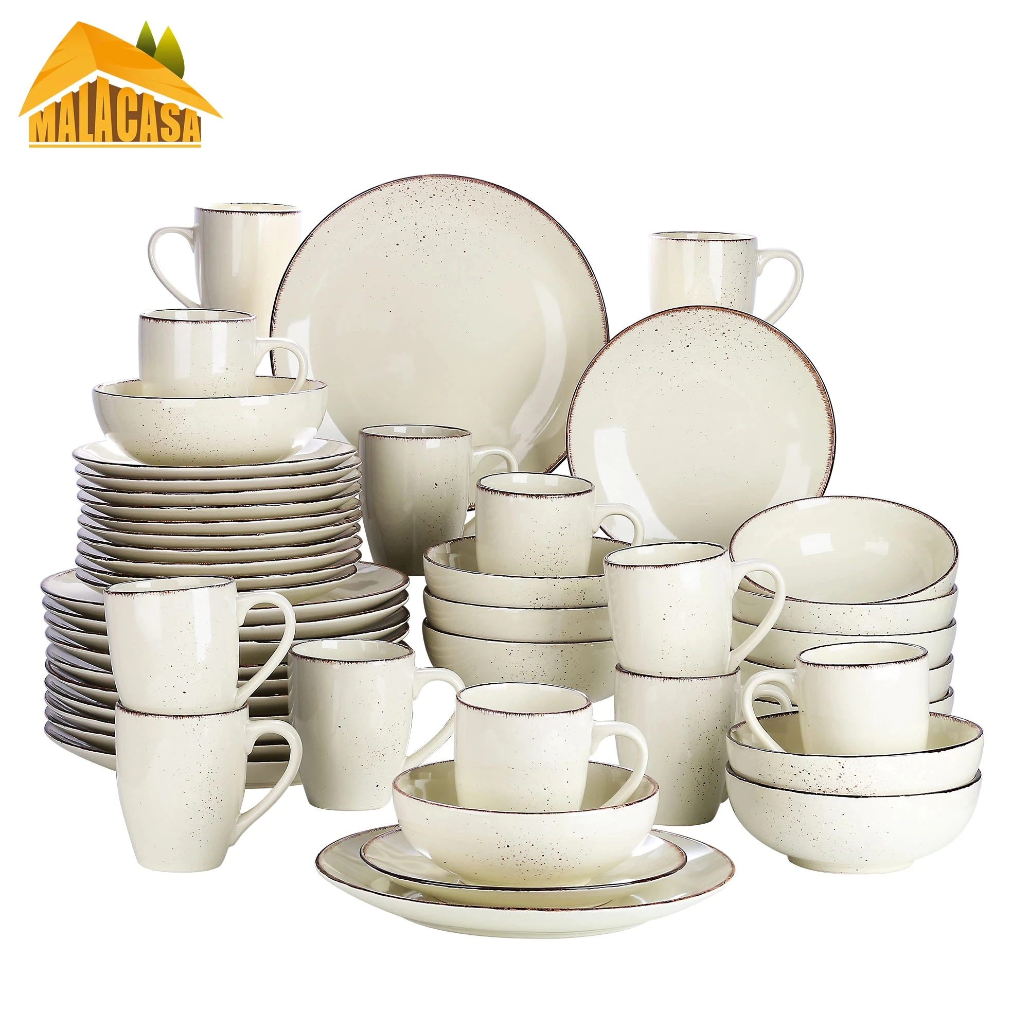 Vancasso Navia-C 16/32/48-Piece Stoneware Ceramic Dinnerware Set 800ml Bowl,Mug 