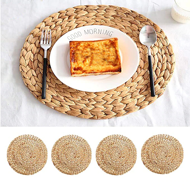 Thumbnail: Environmental Hand Woven Straw Table Mat Coffee Coaster for Kitchen Dining Table