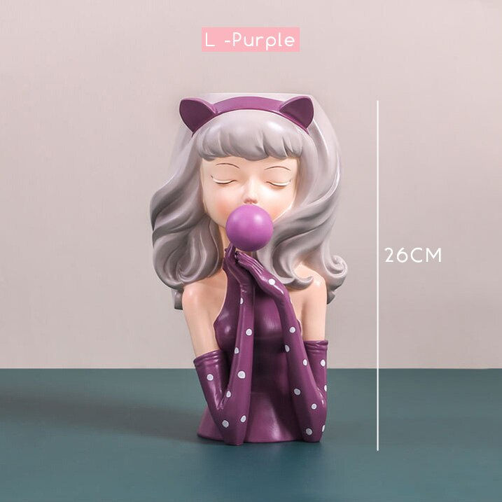 Thumbnail: ARTLOVIN Bubble Gum Girl Flower Vase Resin Artificial  Flower Pot
