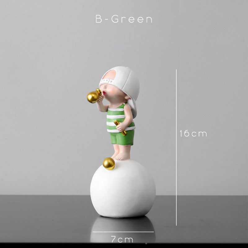 Thumbnail: ARTLOVIN Nordic Style Character Figurines Kids Model Blowing Bubble Gum Statue