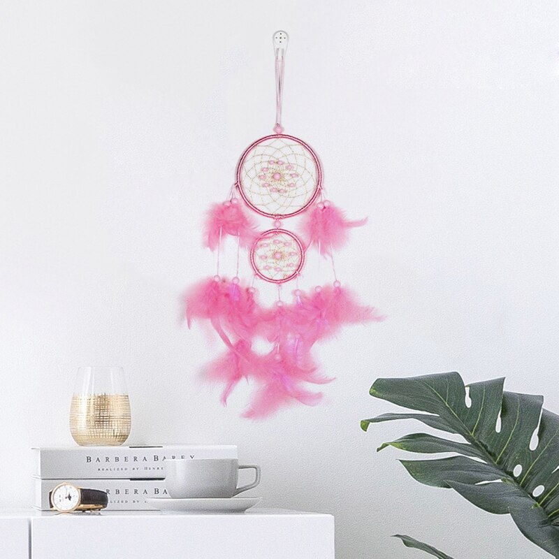 Thumbnail: Feather Crafts Dream Catcher Brown Wind Chimes Handmade Christmas Net