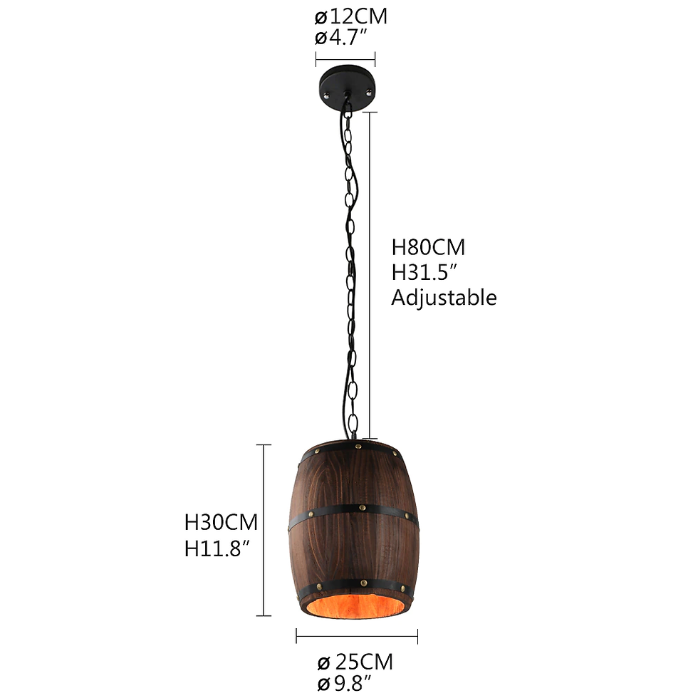 Thumbnail: American country natural wood Wine barrel E27 hanging Fixture living room 