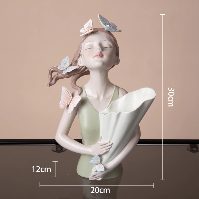 Thumbnail: Modern Decorative Artificial Flower Vase  Butterfly Girl Sculptures 