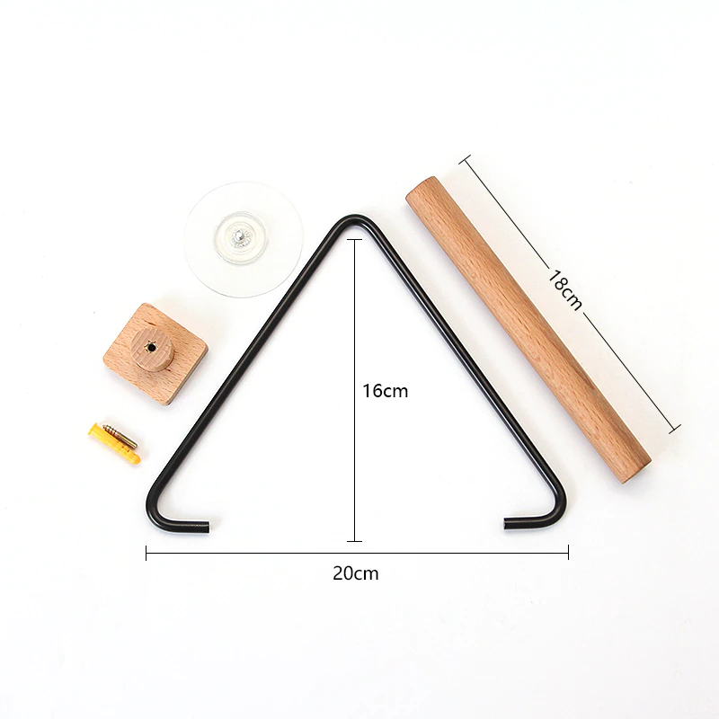 Thumbnail: Triangle Toilet Paper Towel Holder Stainless Steel Wooden Stick Boho Decor