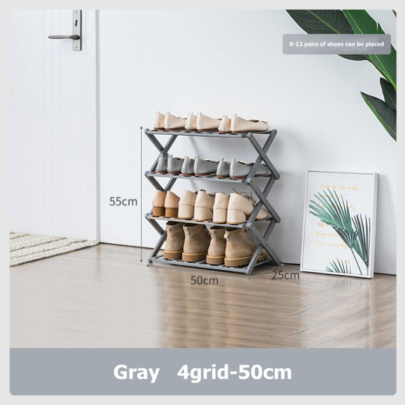 Thumbnail: Folding multi-layer shoe rack simple economic racks bamboo shoe cabinet